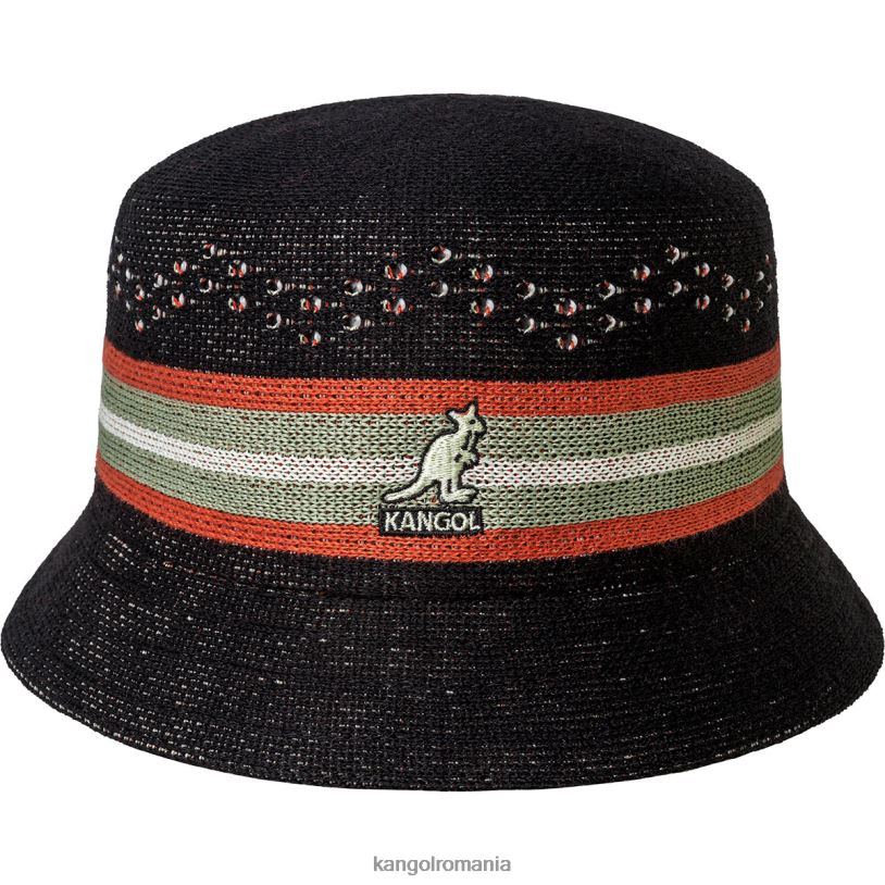 articole pentru cap | Kangol unisex negru coș cu dungi slick 0VJ20569