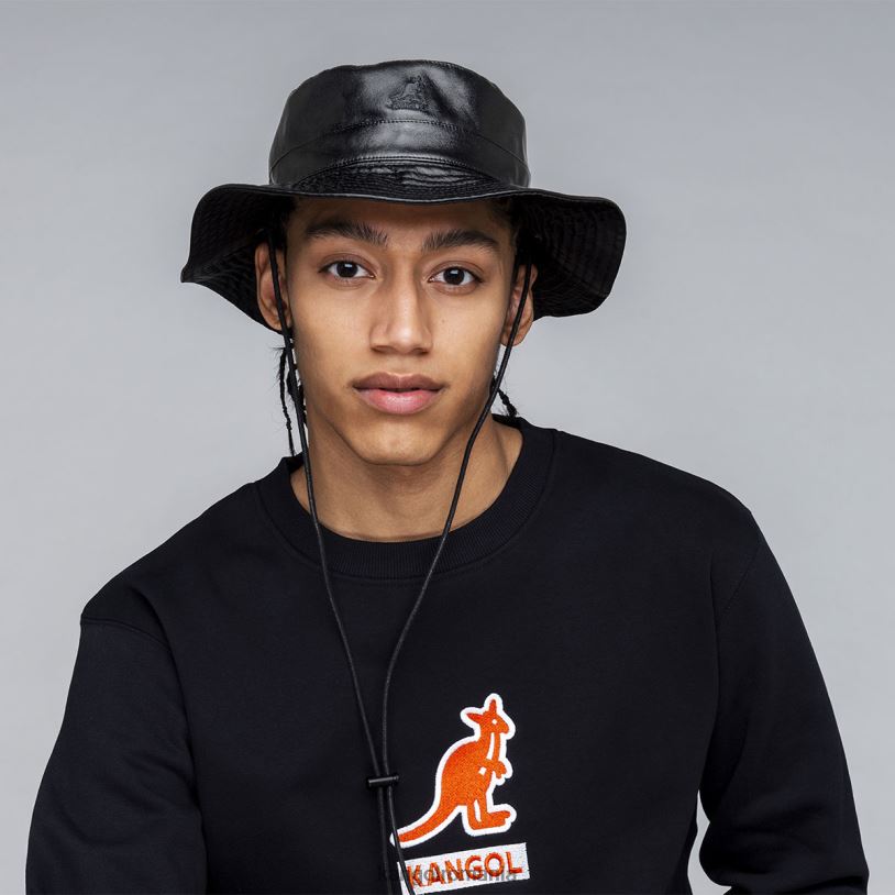 articole pentru cap | Kangol unisex negru găleată reversibilă din imitație de piele 0VJ20544