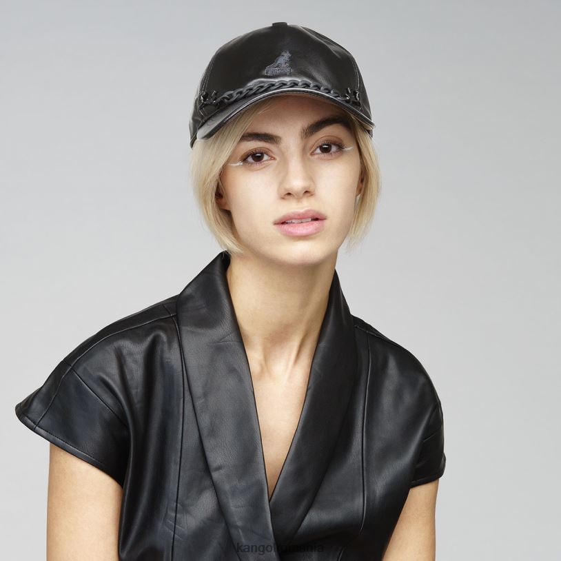 articole pentru cap | Kangol unisex negru lanț de baseball din piele artificială 0VJ20290