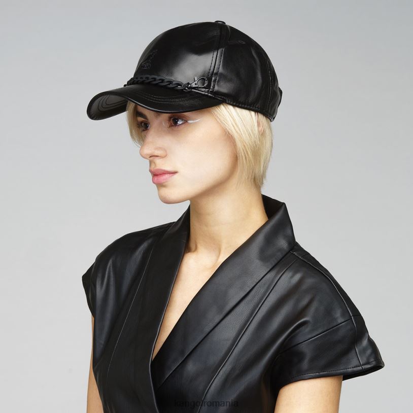 articole pentru cap | Kangol unisex negru lanț de baseball din piele artificială 0VJ20290