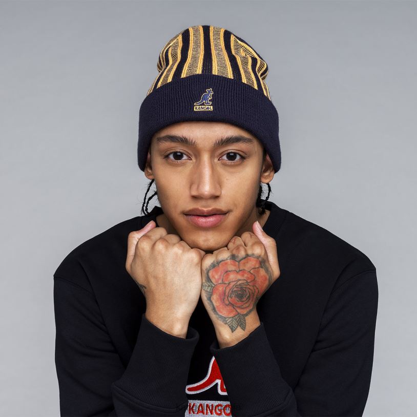 articole pentru cap | Kangol unisex negru rib stripe rev beanie 0VJ20809