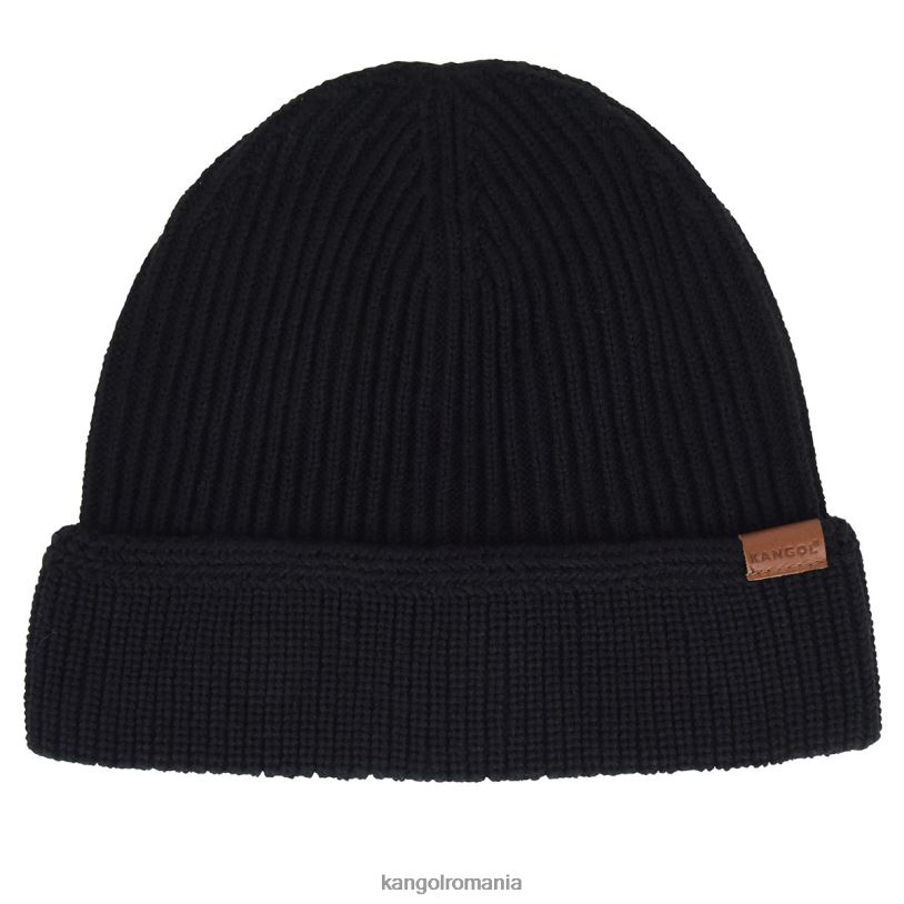 articole pentru cap | Kangol unisex negru squad complet la modă manșetă trage pe 0VJ20822