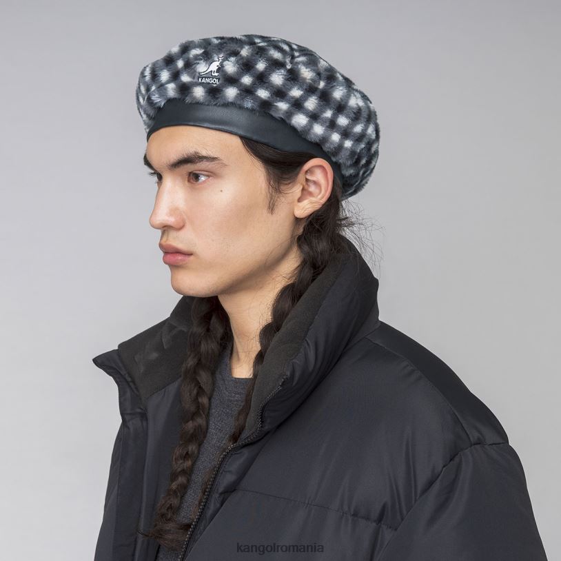 articole pentru cap | Kangol unisex vichy negru beretă din blană artificială 0VJ20407