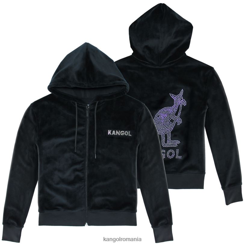 îmbrăcăminte | Kangol femei frumusete neagra hanorac din velur cu fermoar cu cristale 0VJ201141