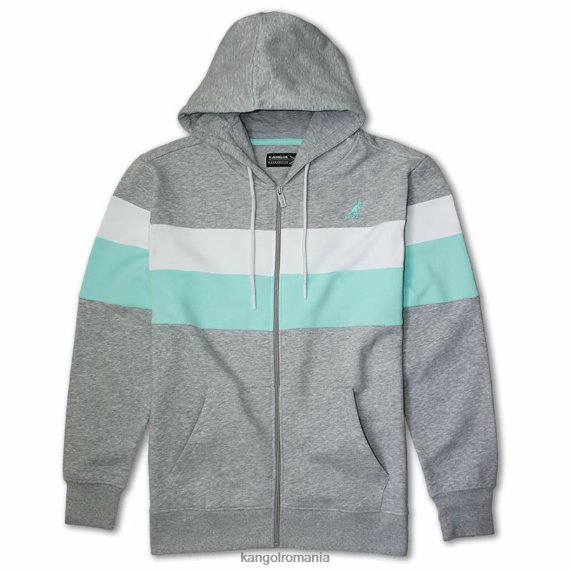 îmbrăcăminte | Kangol unisex combo de amestec de cenuşă hanorac cu fermoar cu dungi colorate 0VJ201119