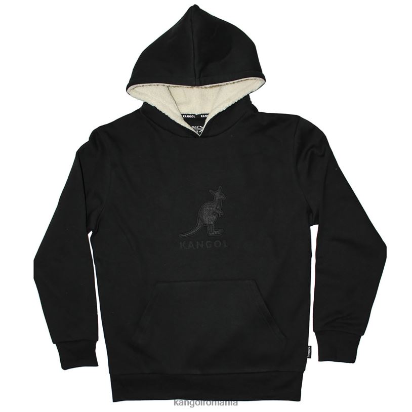 îmbrăcăminte | Kangol unisex negru hanoraș cu glugă în sherpa brodat ton 0VJ201126
