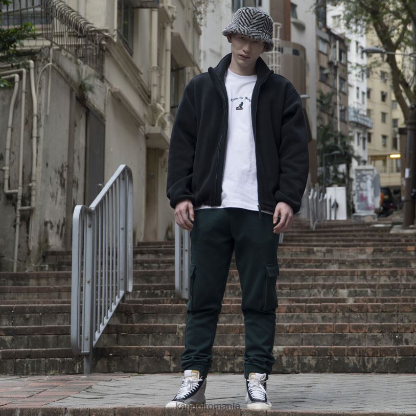 îmbrăcăminte | Kangol unisex jet negru jachetă fleece cu fermoar 0VJ201232