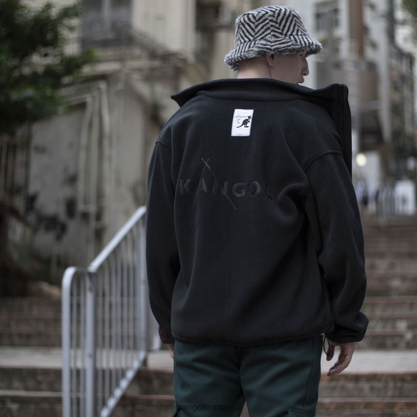 îmbrăcăminte | Kangol unisex jet negru jachetă fleece cu fermoar 0VJ201232