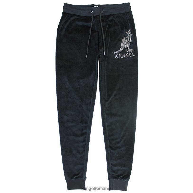 pantaloni | Kangol femei frumusete neagra pantaloni de jogging din velur cu cristale 0VJ201047